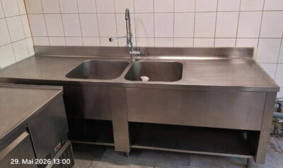 Spültisch 240cm Doppelspüle Edelstahl