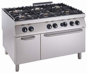 Gasherd PRO 900 6 Br. mit Gasbackofen