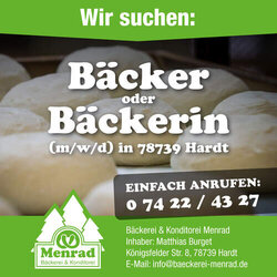 Bäcker oder Bäckerin (m-w-d) in Vollzeit gesucht