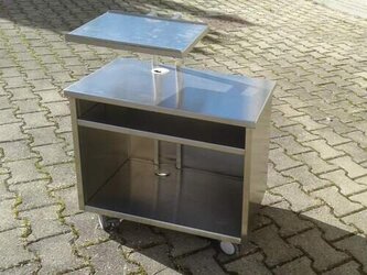 Fahrbarer Waage-Druckertisch aus Edelstahl