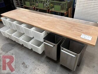 Arbeitstisch mit Buchenholzplatte, ca. 80 x 350, 90 cm hoch